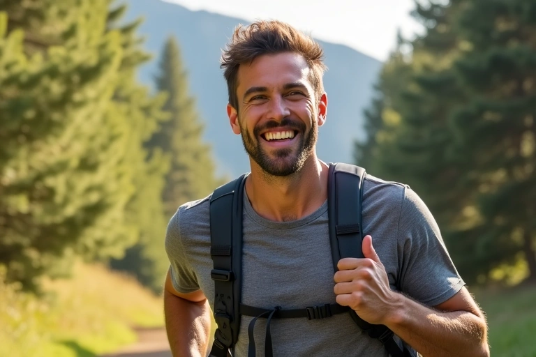Man feeling energetic and healthy after using Bornezium Vitality Elixir